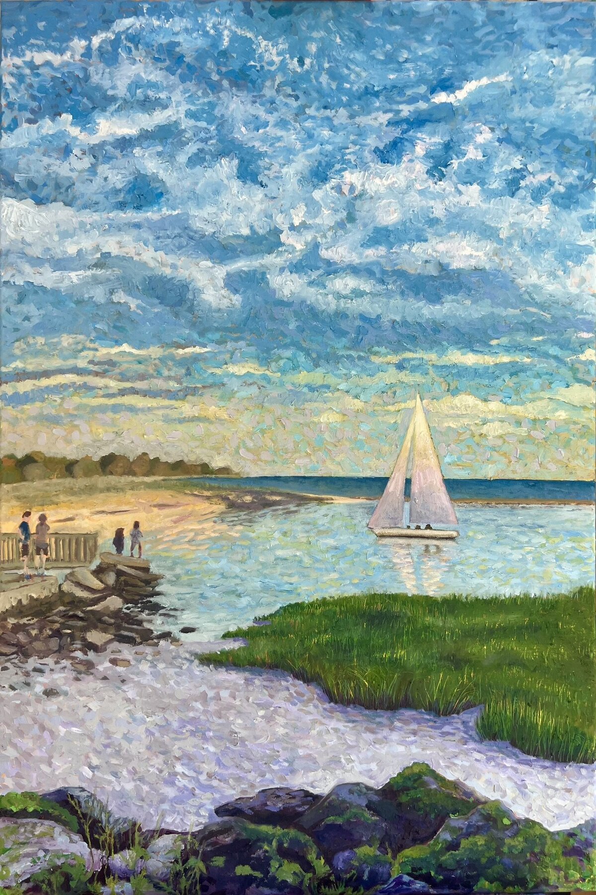 Southport Harbor Sailboat Painting